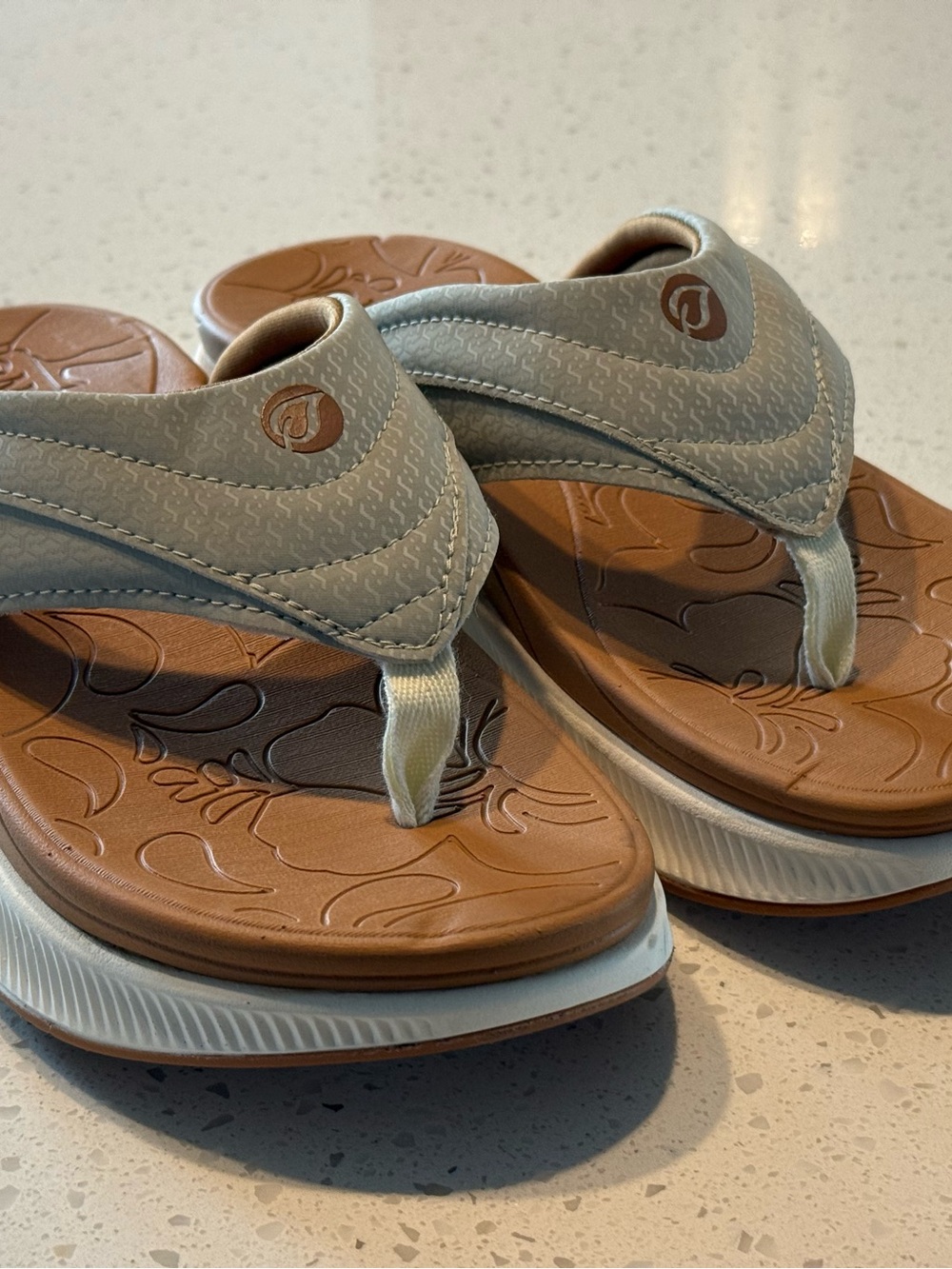 Comfort Thong Sandals in Light Gray and Brown - Women's Supportive Flip Flops